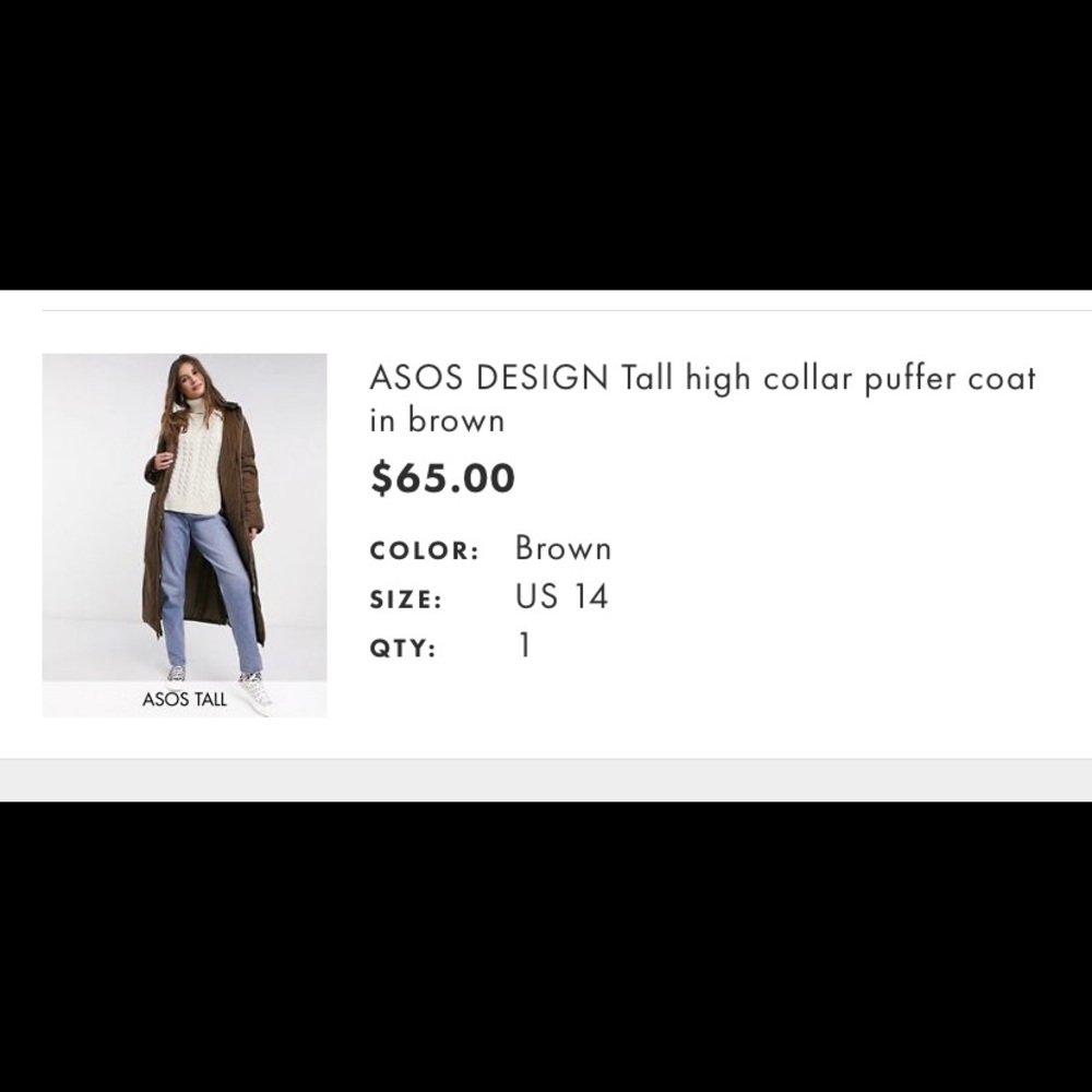 ASOS Tall high collar puffer jacket